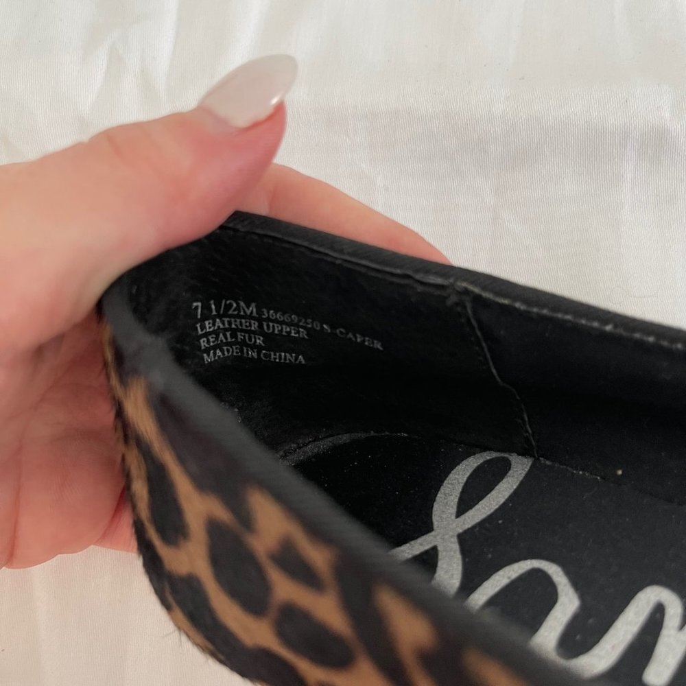 Sam Edelman Leopard Calf Hair Jeweled Ballet Flats Size 7.5 Cheetah Crystal - Picture 3 of 4